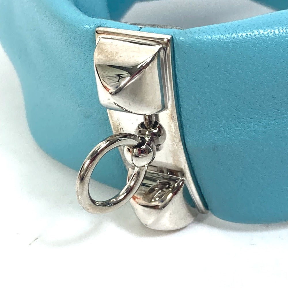 HERMES bracelet leather Light blue accessories medor Torsado