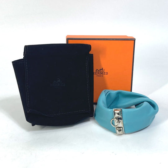 HERMES bracelet leather Light blue accessories medor Torsado