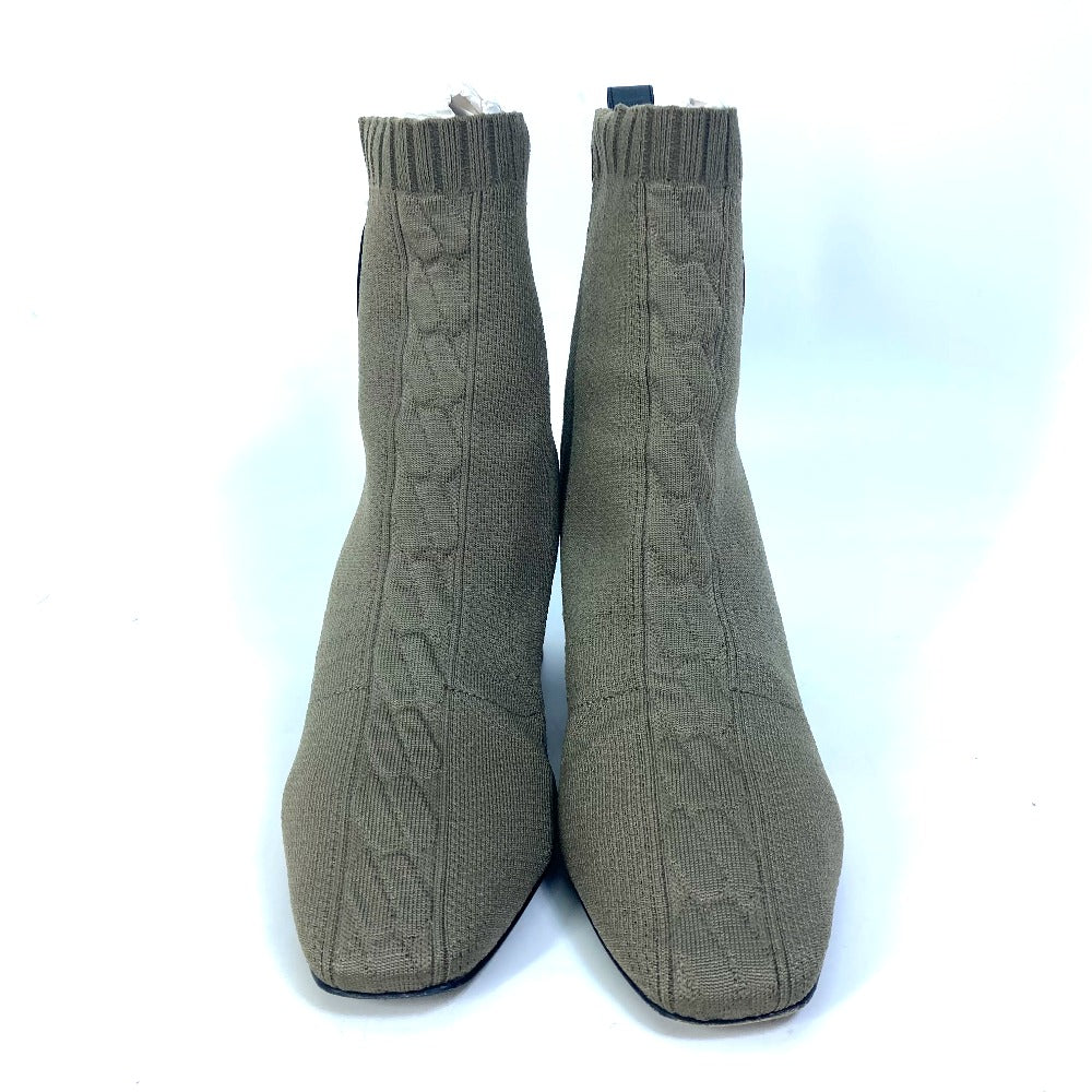 HERMES boots Knit / leather khaki short boots Volver 60 Women 37 Used Authentic