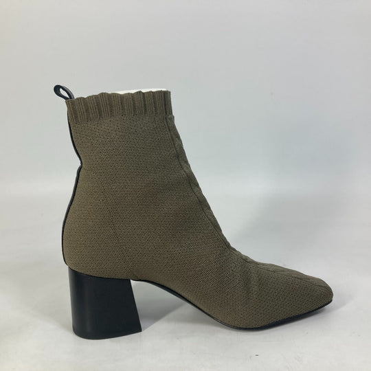 HERMES boots Knit / leather khaki short boots Volver 60 Women 37 Used Authentic