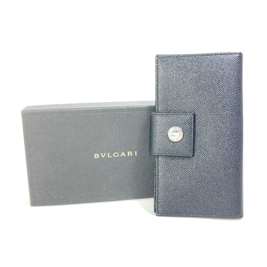BVLGARI Long Wallet Purse leather black Bulgari Bulgari Classico mens Used Authentic