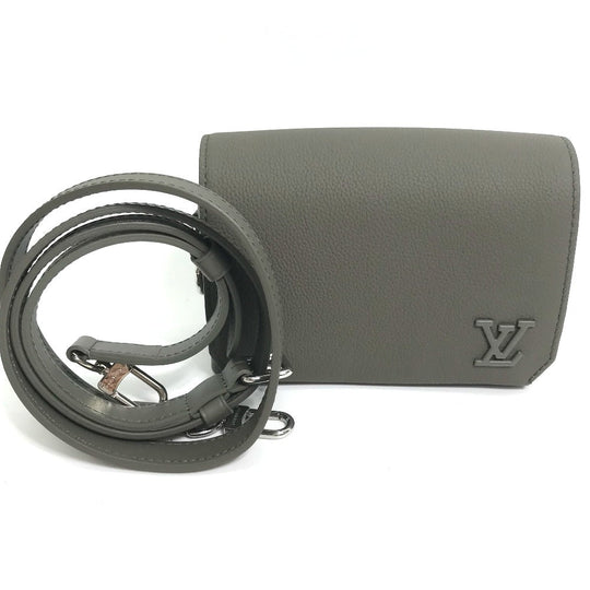 LOUIS VUITTON Shoulder Bag M82281 leather Gray type Aerogram Fastline Wearable Wallet mens Used Authentic