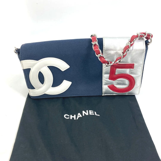 CHANEL Shoulder Bag Canvas / leather Navy vintage NO.5 Number 5 Women Used Authentic