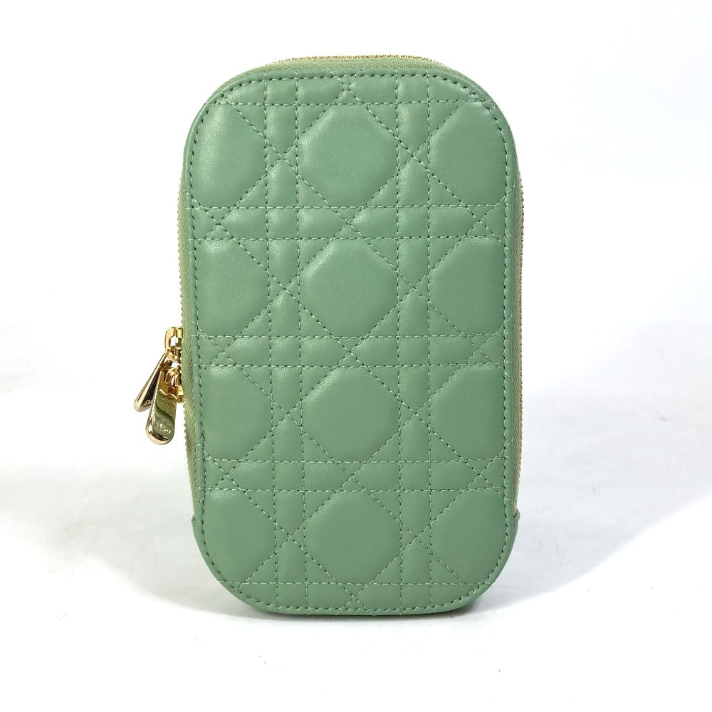 Christian Dior Shoulder Bag S0872ONMJ_M59H leather green cannage phone case Lady Dior LADY DIOR phone holder Women Used Authentic