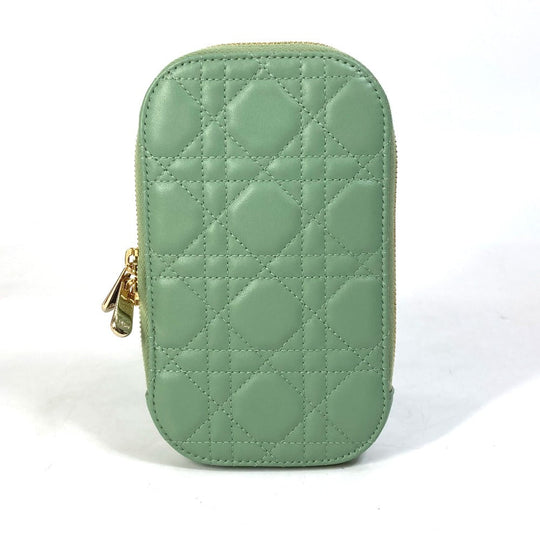 Christian Dior Shoulder Bag S0872ONMJ_M59H leather green cannage phone case Lady Dior LADY DIOR phone holder Women Used Authentic