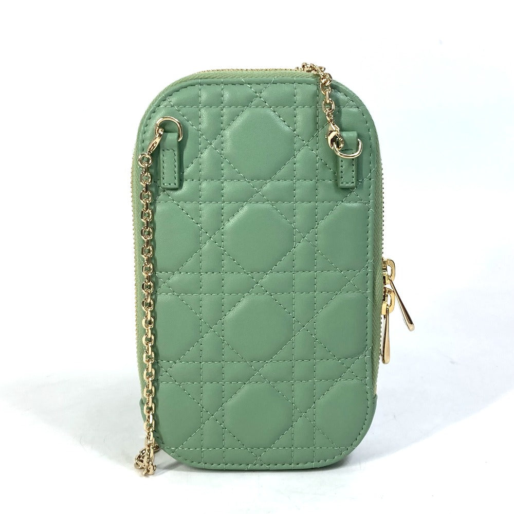 Christian Dior Shoulder Bag S0872ONMJ_M59H leather green cannage phone case Lady Dior LADY DIOR phone holder Women Used Authentic
