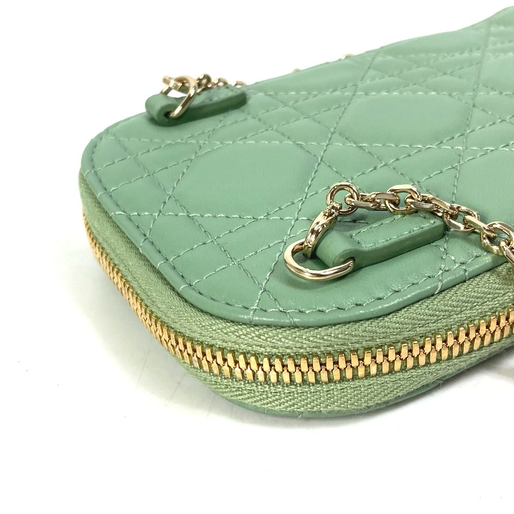 Christian Dior Shoulder Bag S0872ONMJ_M59H leather green cannage phone case Lady Dior LADY DIOR phone holder Women Used Authentic