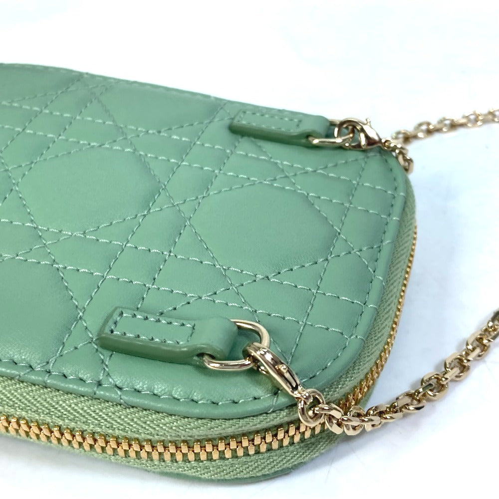 Christian Dior Shoulder Bag S0872ONMJ_M59H leather green cannage phone case Lady Dior LADY DIOR phone holder Women Used Authentic