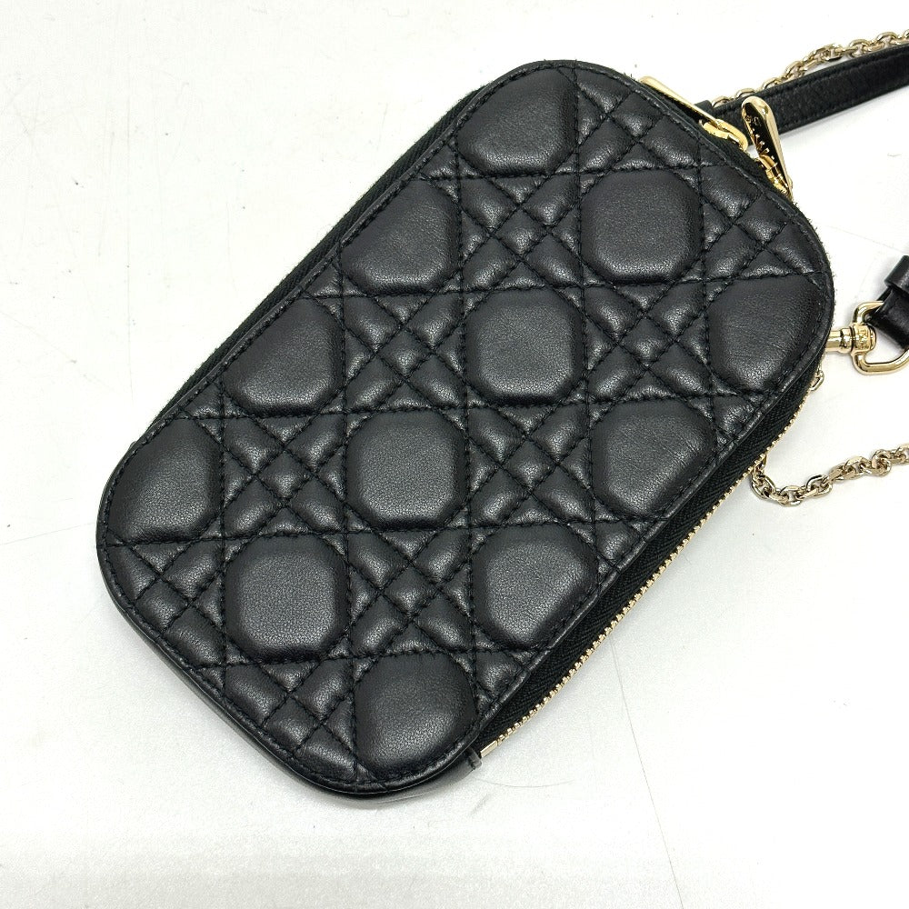 Christian Dior Shoulder Bag S0842ONMJ leather black Canage Phone case Women Used Authentic