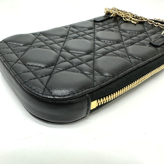 Christian Dior Shoulder Bag S0842ONMJ leather black Canage Phone case Women Used Authentic