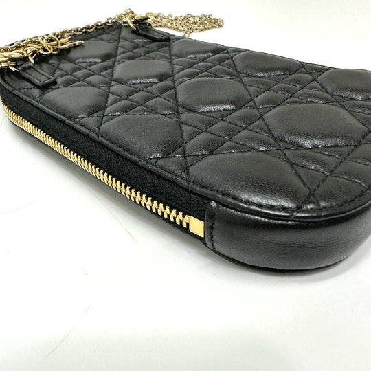 Christian Dior Shoulder Bag S0842ONMJ leather black Canage Phone case Women Used Authentic