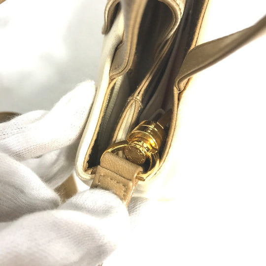 BVLGARI Shoulder Bag Satin beige logo Mini handbag Women Used Authentic