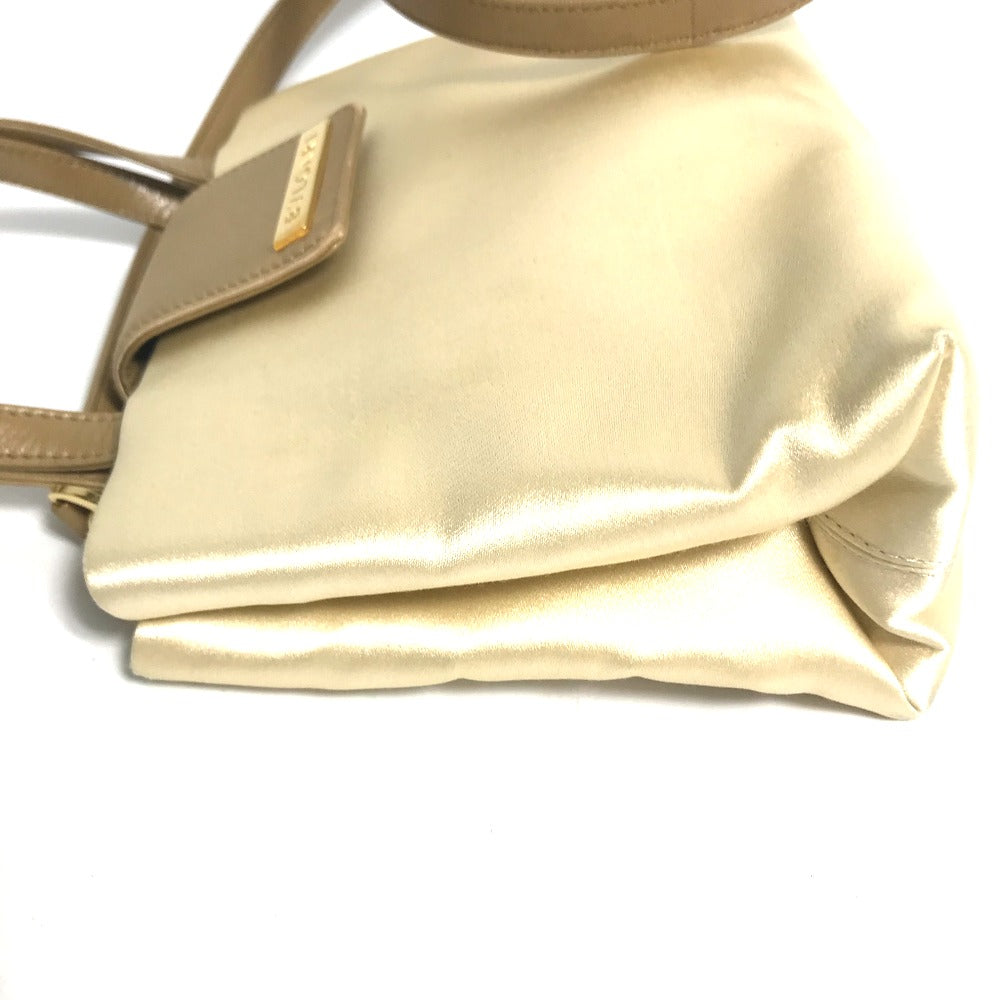 BVLGARI Shoulder Bag Satin beige logo Mini handbag Women Used Authentic