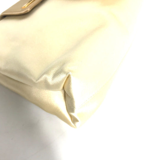 BVLGARI Shoulder Bag Satin beige logo Mini handbag Women Used Authentic