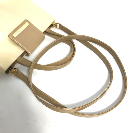 BVLGARI Shoulder Bag Satin beige logo Mini handbag Women Used Authentic