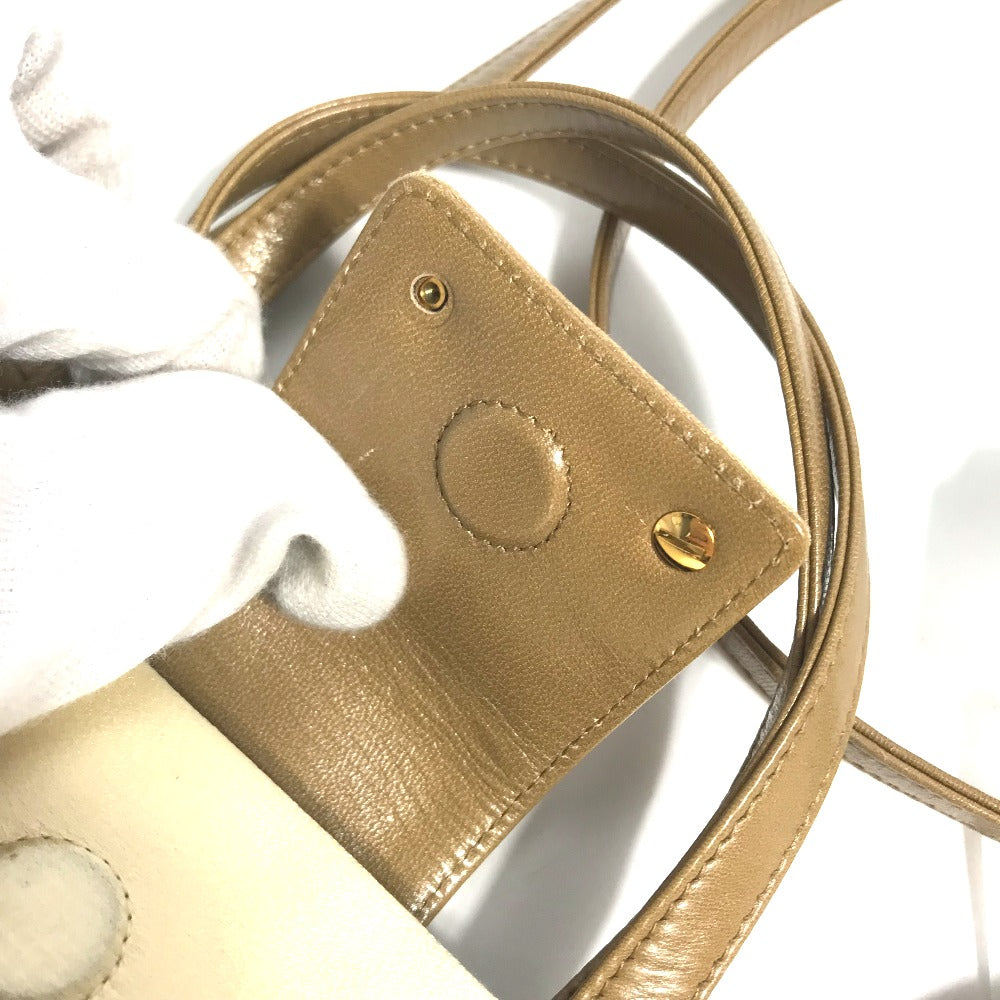 BVLGARI Shoulder Bag Satin beige logo Mini handbag Women Used Authentic