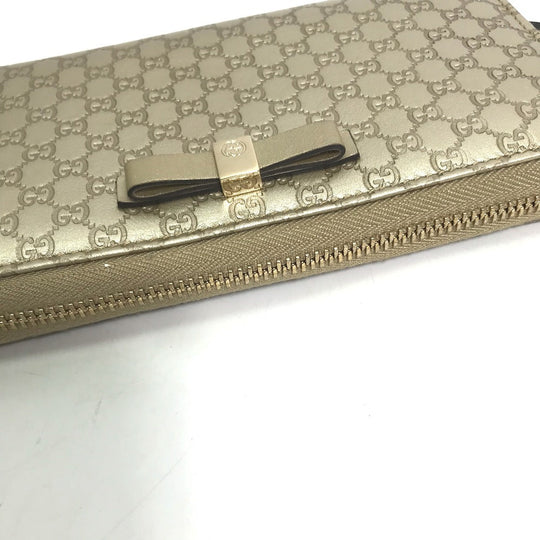 GUCCI Long Wallet Purse 388680 Sima leather gold Guccisima Zip Around mens Used Authentic