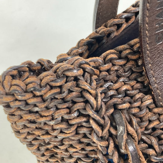 CHANEL Handbag leather Brown Tote Bag Braid Women Used Authentic