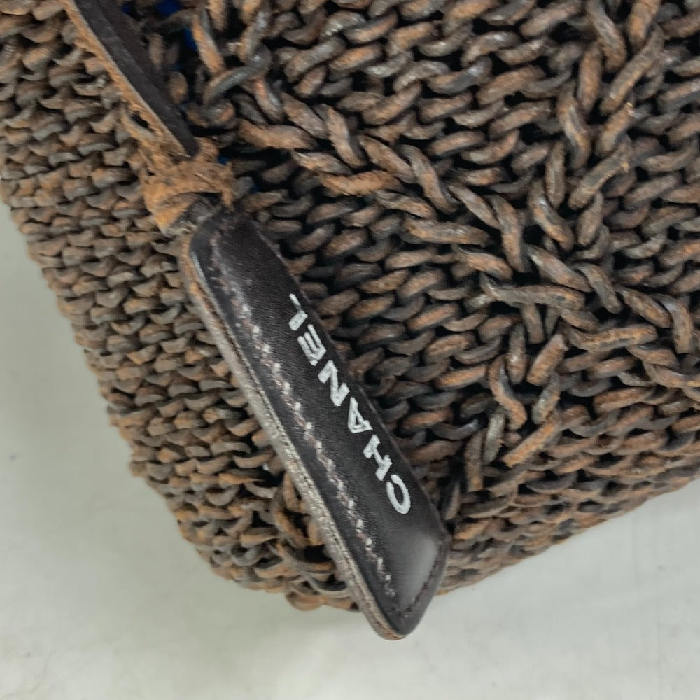 CHANEL Handbag leather Brown Tote Bag Braid Women Used Authentic