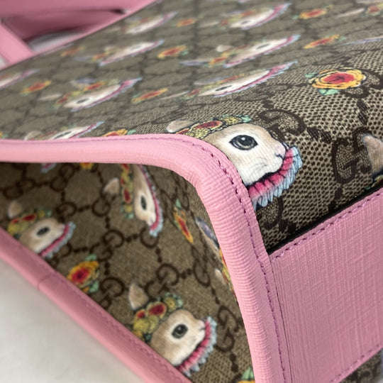 GUCCI Handbag 630542 GG Supreme Canvas Beige / pink Rabbit Higuchi Yuko Rabbit Chilled license Kids Used Authentic