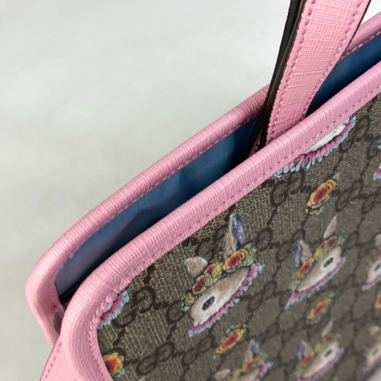 GUCCI Handbag 630542 GG Supreme Canvas Beige / pink Rabbit Higuchi Yuko Rabbit Chilled license Kids Used Authentic