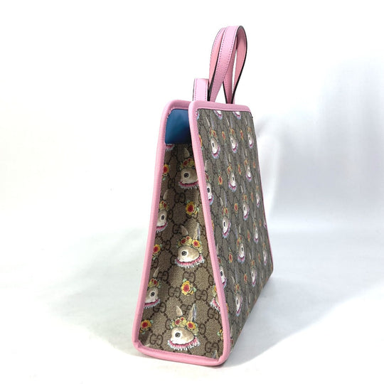 GUCCI Handbag 630542 GG Supreme Canvas Beige / pink Rabbit Higuchi Yuko Rabbit Chilled license Kids Used Authentic