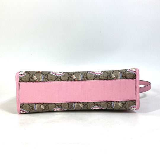 GUCCI Handbag 630542 GG Supreme Canvas Beige / pink Rabbit Higuchi Yuko Rabbit Chilled license Kids Used Authentic