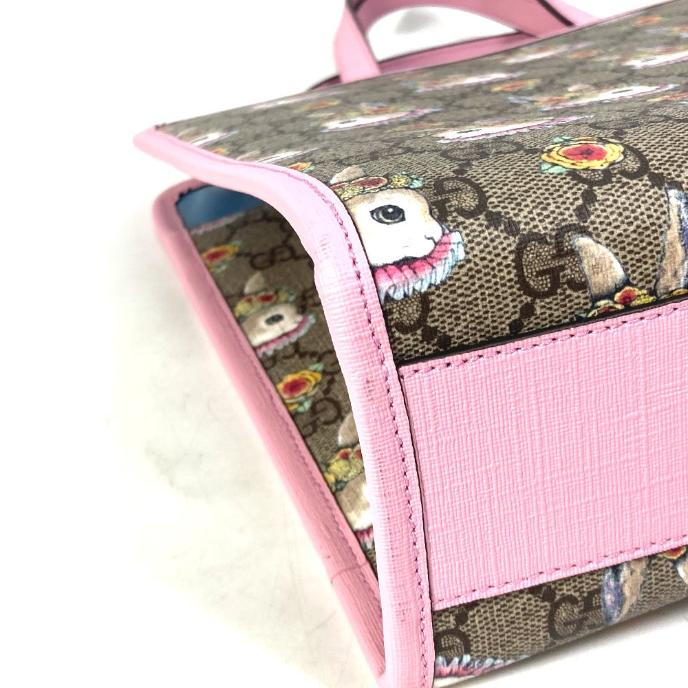 GUCCI Handbag 630542 GG Supreme Canvas Beige / pink Rabbit Higuchi Yuko Rabbit Chilled license Kids Used Authentic