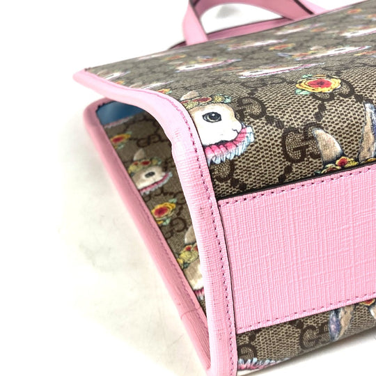 GUCCI Handbag 630542 GG Supreme Canvas Beige / pink Rabbit Higuchi Yuko Rabbit Chilled license Kids Used Authentic