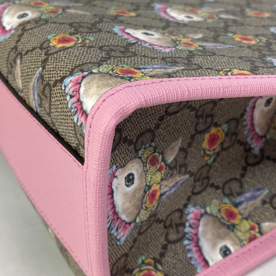 GUCCI Handbag 630542 GG Supreme Canvas Beige / pink Rabbit Higuchi Yuko Rabbit Chilled license Kids Used Authentic
