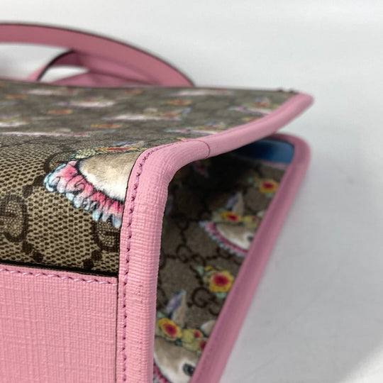 GUCCI Handbag 630542 GG Supreme Canvas Beige / pink Rabbit Higuchi Yuko Rabbit Chilled license Kids Used Authentic