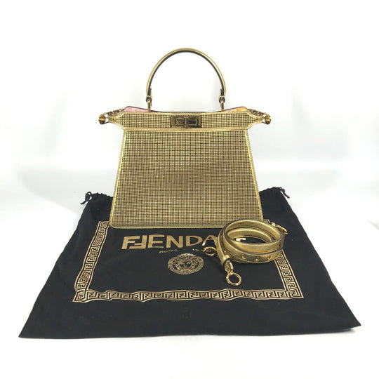 FENDI Handbag 8BN321 leather gold Versace VERSACE collaboration FENDACE Peekaboo Medium ISEEU Medium