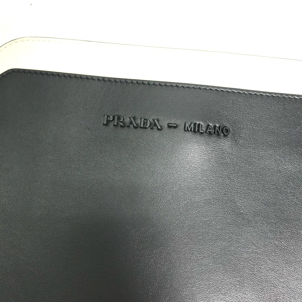 PRADA iPad case leather black By color 3D logo mens(Unisex) Used Authentic