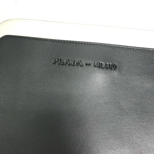 PRADA iPad case leather black By color 3D logo mens(Unisex) Used Authentic