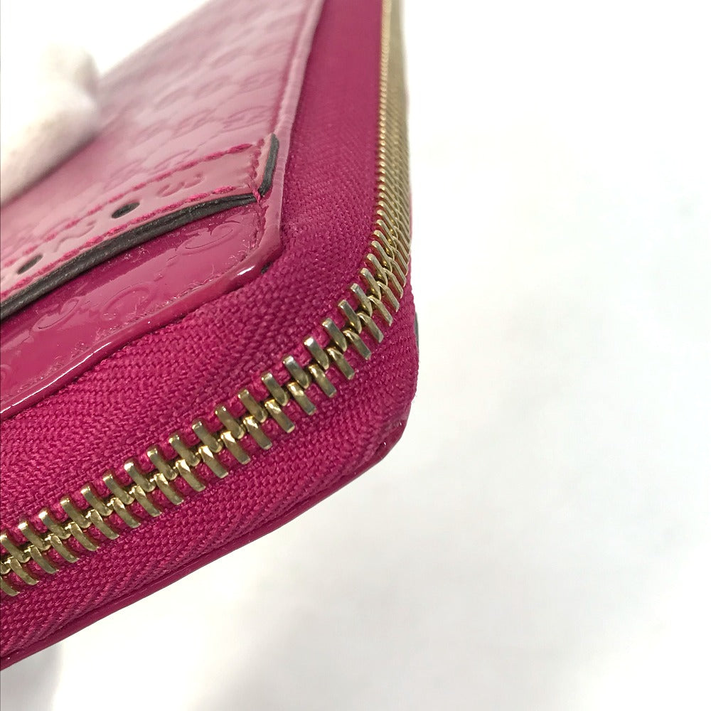 GUCCI Long Wallet Purse 309758 enamel pink Abbey GG pattern Guccisima Women Used Authentic