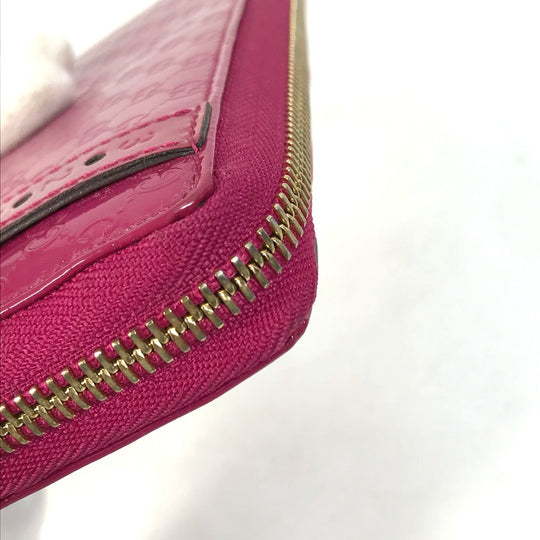 GUCCI Long Wallet Purse 309758 enamel pink Abbey GG pattern Guccisima Women Used Authentic