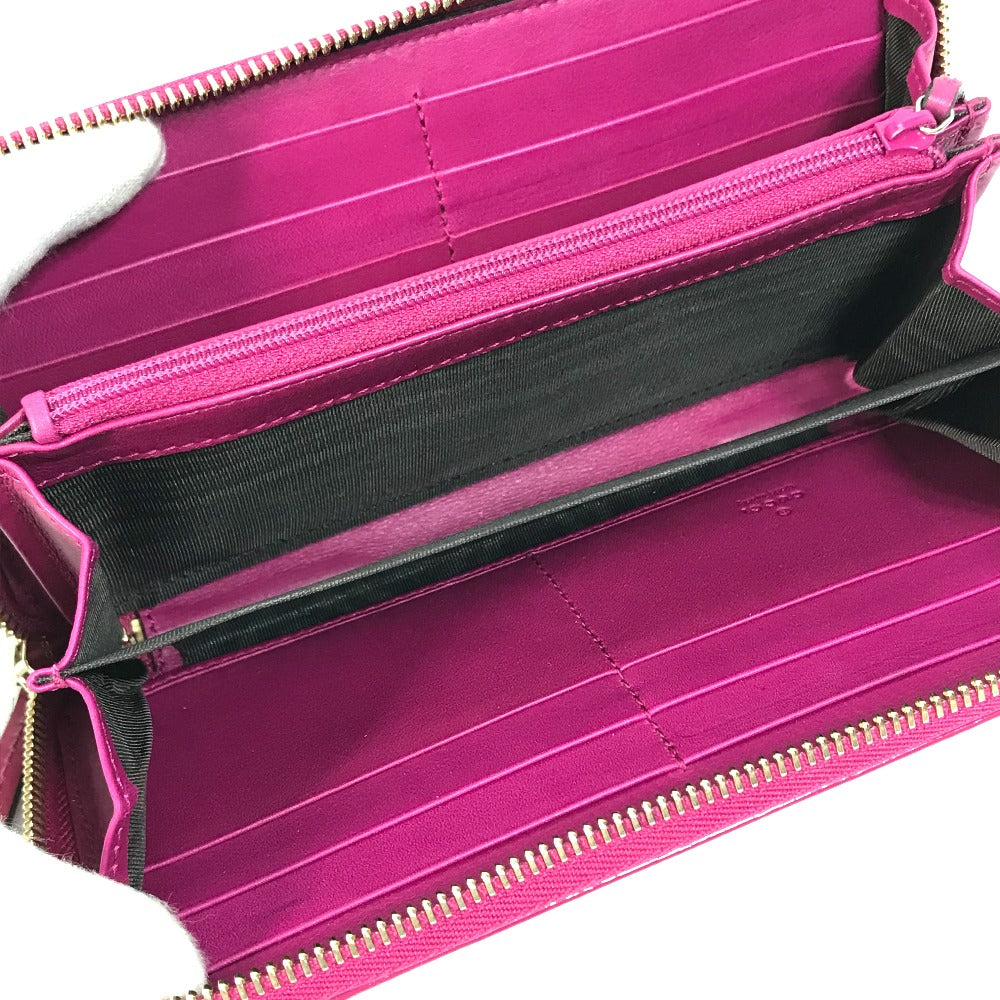 GUCCI Long Wallet Purse 309758 enamel pink Abbey GG pattern Guccisima Women Used Authentic