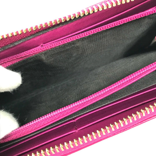 GUCCI Long Wallet Purse 309758 enamel pink Abbey GG pattern Guccisima Women Used Authentic