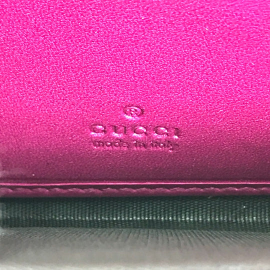 GUCCI Long Wallet Purse 309758 enamel pink Abbey GG pattern Guccisima Women Used Authentic
