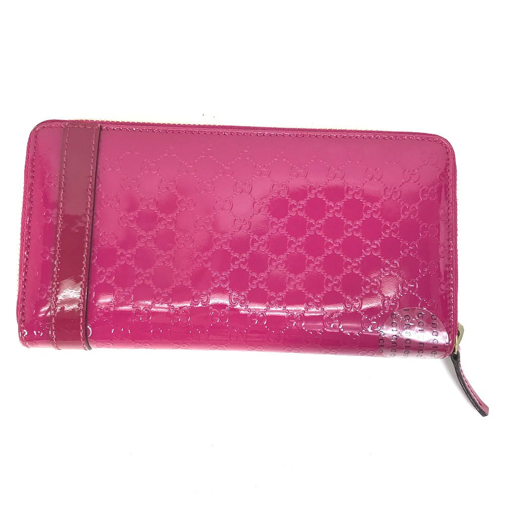 GUCCI Long Wallet Purse 309758 enamel pink Abbey GG pattern Guccisima Women Used Authentic