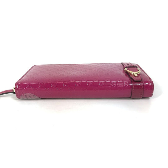 GUCCI Long Wallet Purse 309758 enamel pink Abbey GG pattern Guccisima Women Used Authentic