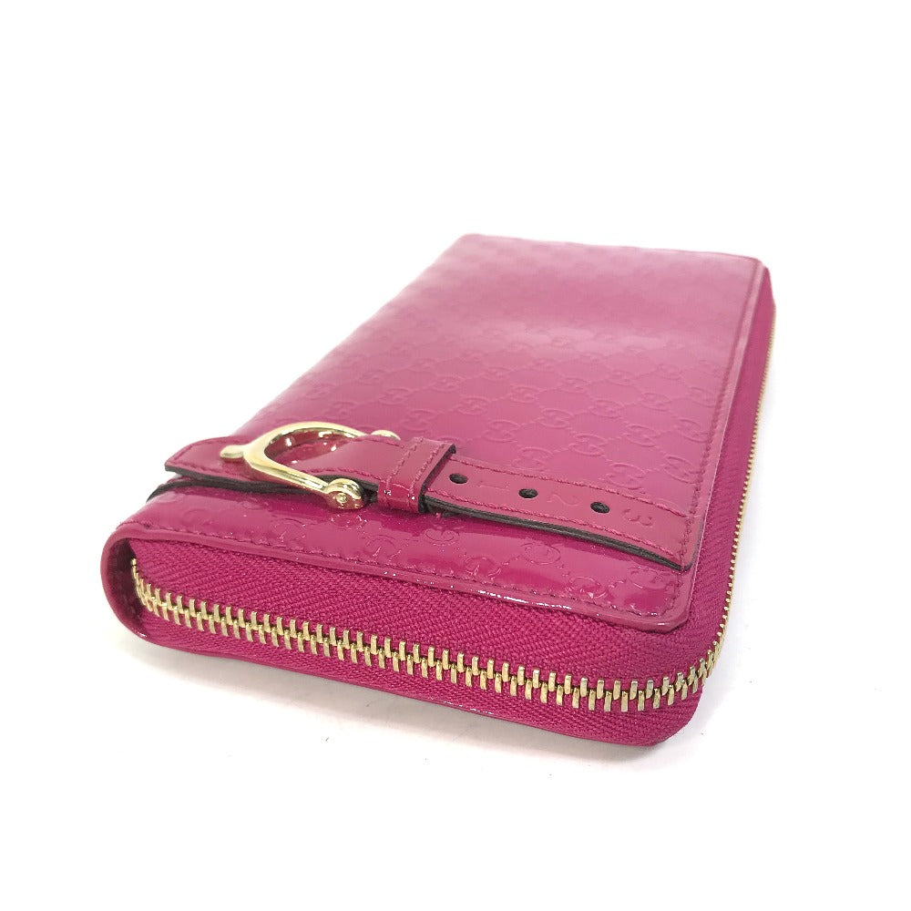 GUCCI Long Wallet Purse 309758 enamel pink Abbey GG pattern Guccisima Women Used Authentic