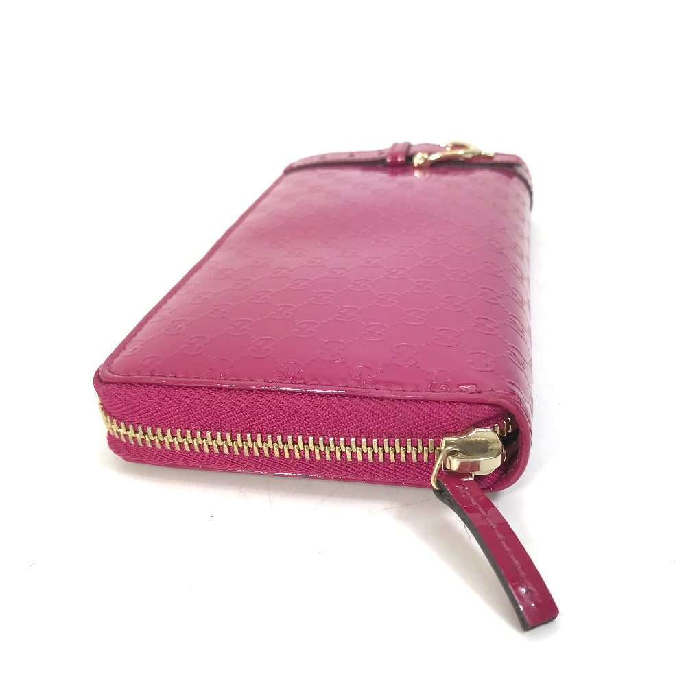 GUCCI Long Wallet Purse 309758 enamel pink Abbey GG pattern Guccisima Women Used Authentic