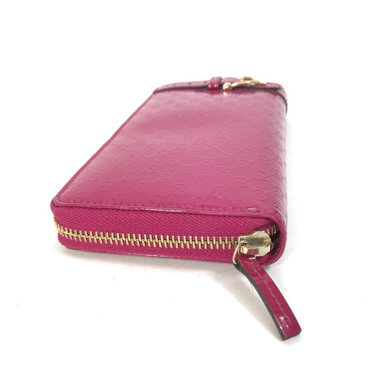 GUCCI Long Wallet Purse 309758 enamel pink Abbey GG pattern Guccisima Women Used Authentic