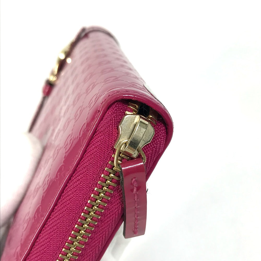 GUCCI Long Wallet Purse 309758 enamel pink Abbey GG pattern Guccisima Women Used Authentic
