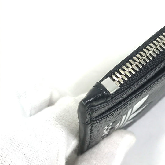 BALENCIAGA Coin case 721896 leather black logo card holder fragment case mens Used Authentic