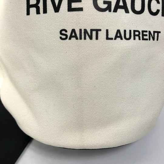 SAINT LAURENT PARIS Shoulder Bag 669299 Canvas / leather Beige x black rib gorge Women Used Authentic