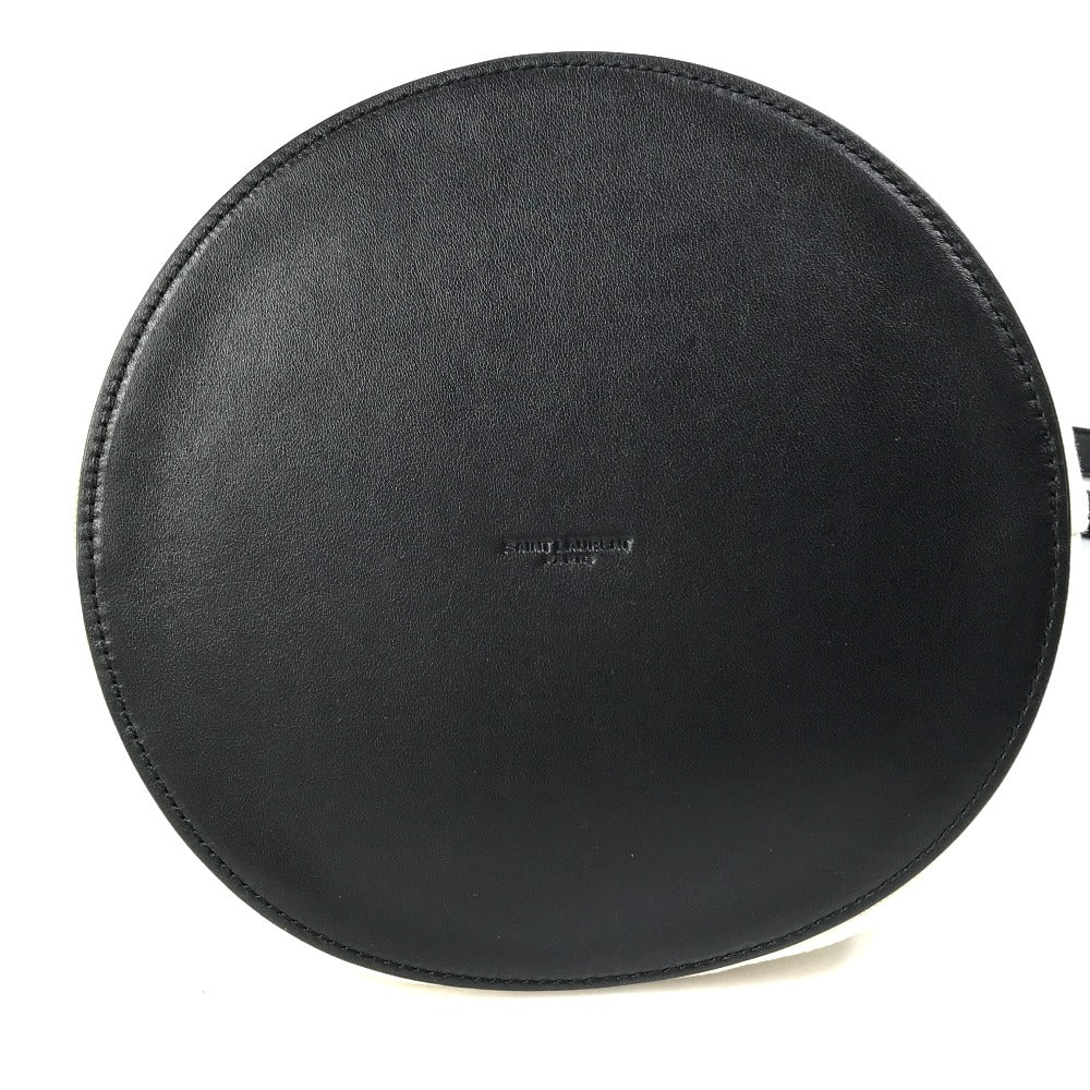 SAINT LAURENT PARIS Shoulder Bag 669299 Canvas / leather Beige x black rib gorge Women Used Authentic