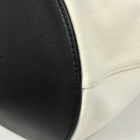SAINT LAURENT PARIS Shoulder Bag 669299 Canvas / leather Beige x black rib gorge Women Used Authentic