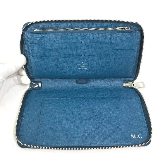 LOUIS VUITTON Long Wallet Purse M60619 Epi Leather Navy Epi Zippy Organizer mens Used Authentic